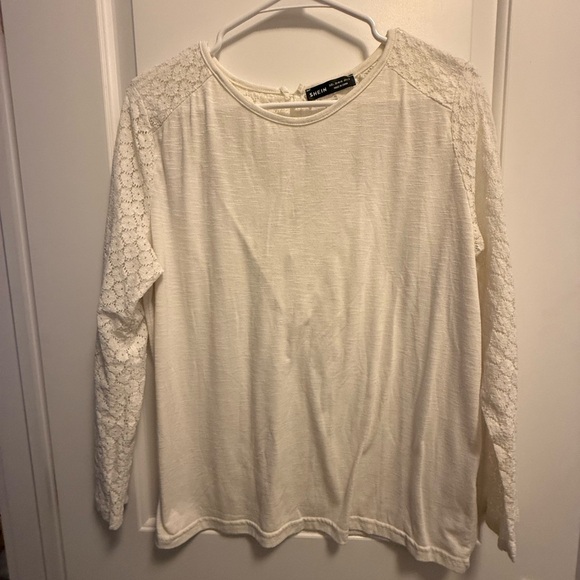 White Lace Sleeve Top - Picture 1 of 3